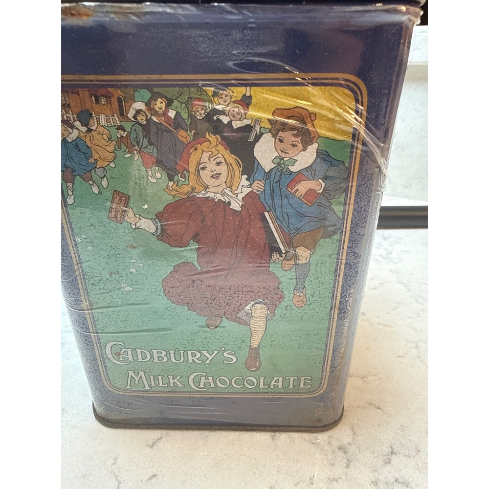 Vintage Cadbury Almond Joy Chocolate Tin Blue Victorian Illustration‎ 12oz Box